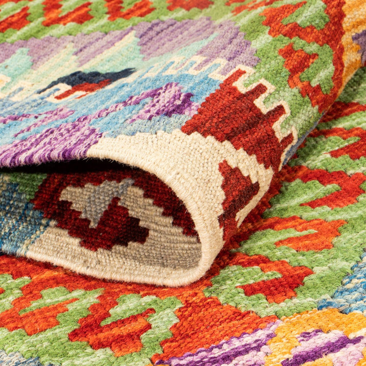 Läufer Kelim - Splash - 204 x 79 cm - mehrfarbig