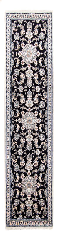 Tapis de couloir Tapis persan - Nain - 297 x 79 cm - bleu foncé