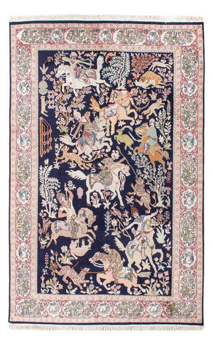 Seidenteppich - Kaschmir Seide - 215 x 133 cm - dunkelblau