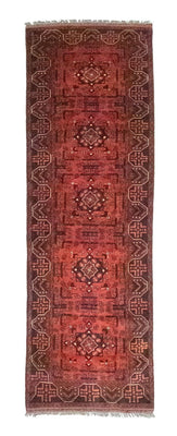 Afghan Teppich - Kunduz 288 x 78 cm - rot