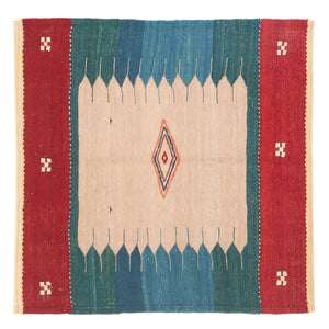 Kelim Teppich - Oriental - 134 x 122 cm - minzgrün