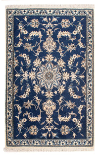 Tapis persan - Nain - 140 x 87 cm - bleu foncé