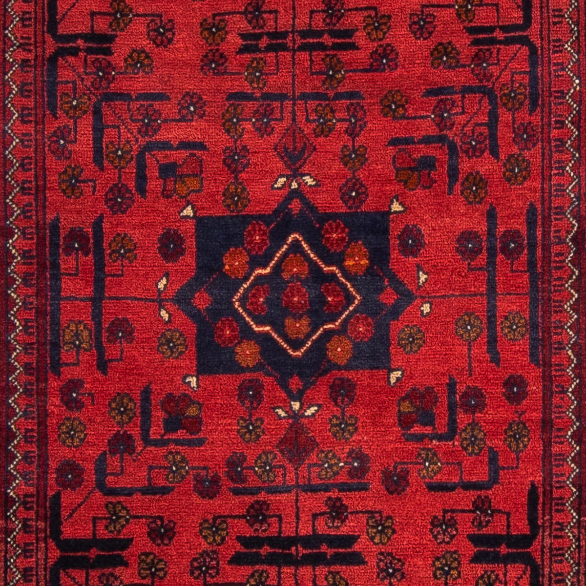 Afghan Teppich - Kunduz 298 x 79 cm - dunkelrot