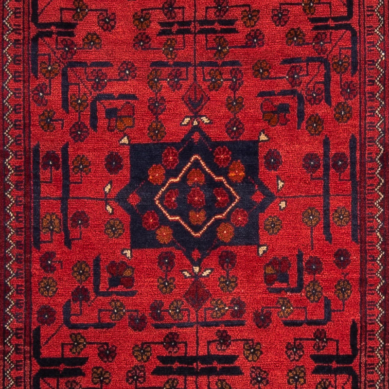 Afghan Teppich - Kunduz 298 x 79 cm - dunkelrot
