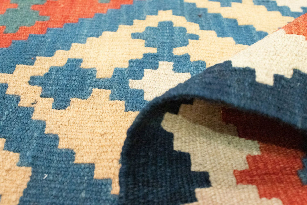 Kelim Teppich - Splash 200 x 155 cm - blau