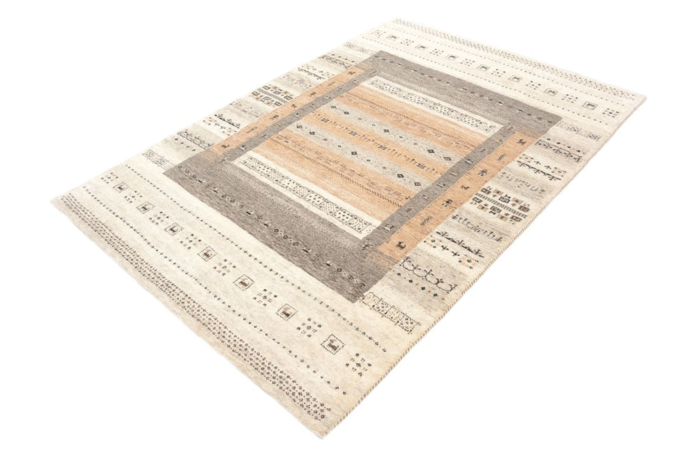 Gabbeh Teppich - Loribaft Indus - 201 x 140 cm - dunkelbeige