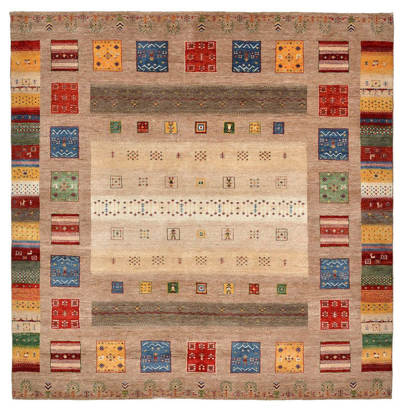 Gabbeh Teppich - Loribaft Indus quadratisch  - 203 x 201 cm - mehrfarbig