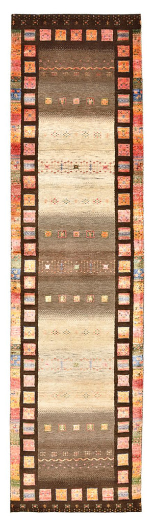 Läufer Gabbeh - Loribaft Indus - 306 x 80 cm - dunkelbeige