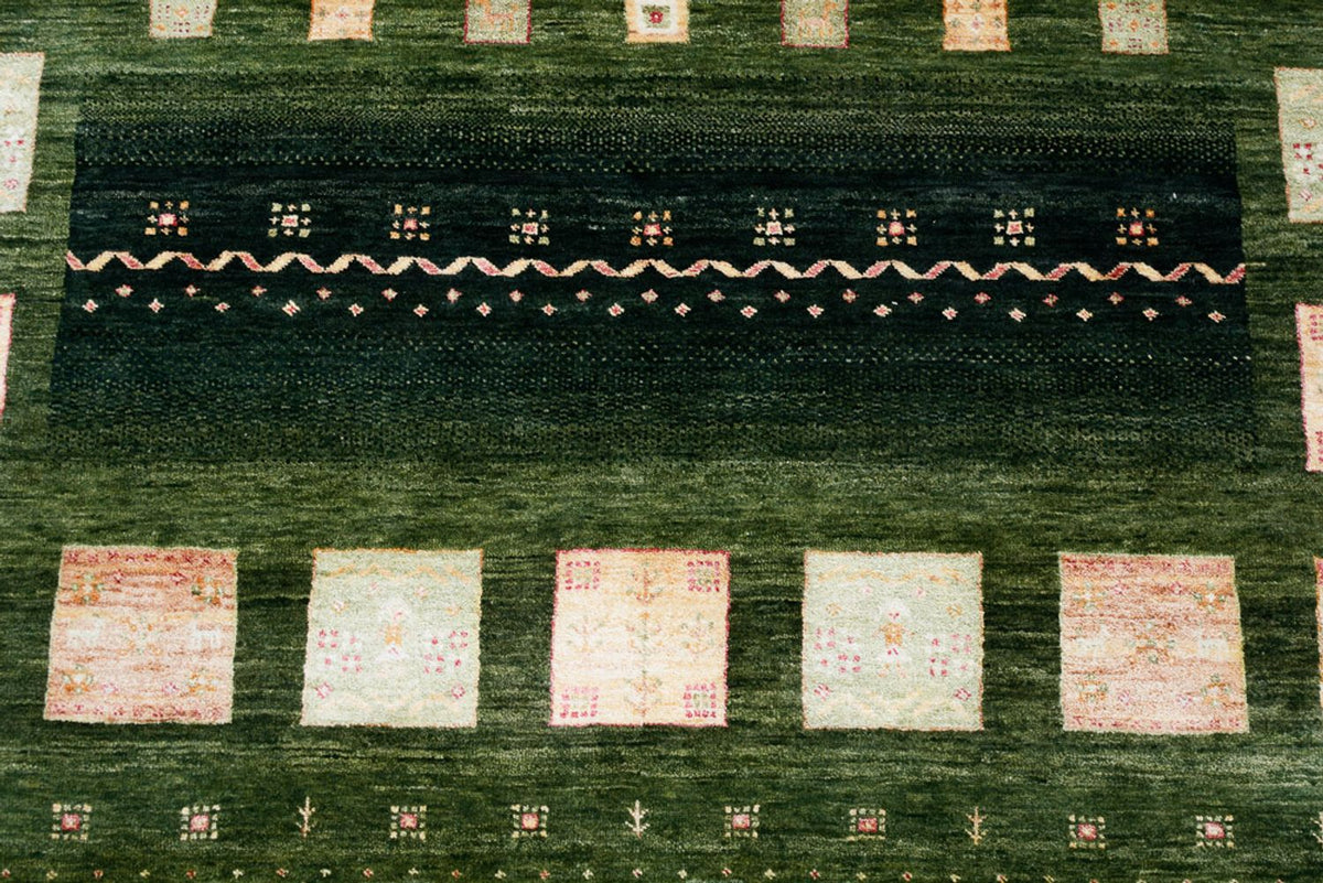 Gabbeh Teppich - Loribaft Indus - 245 x 178 cm - grün