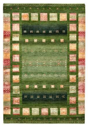 Gabbeh Teppich - Loribaft Indus - 154 x 106 cm - grün