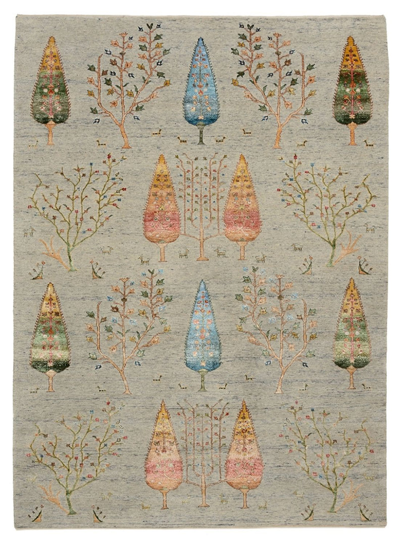 Gabbeh Teppich - Loribaft Indus - 241 x 173 cm - hellgrau