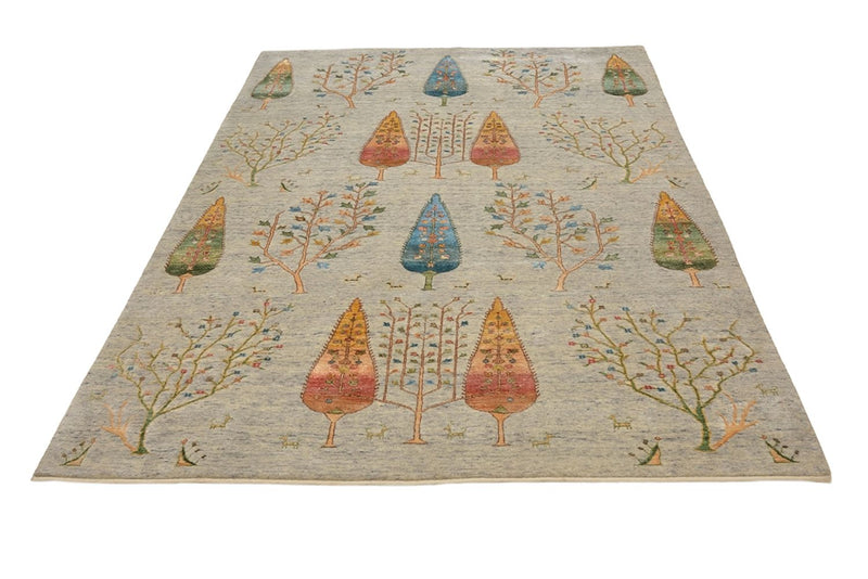 Gabbeh Teppich - Loribaft Indus - 241 x 173 cm - hellgrau