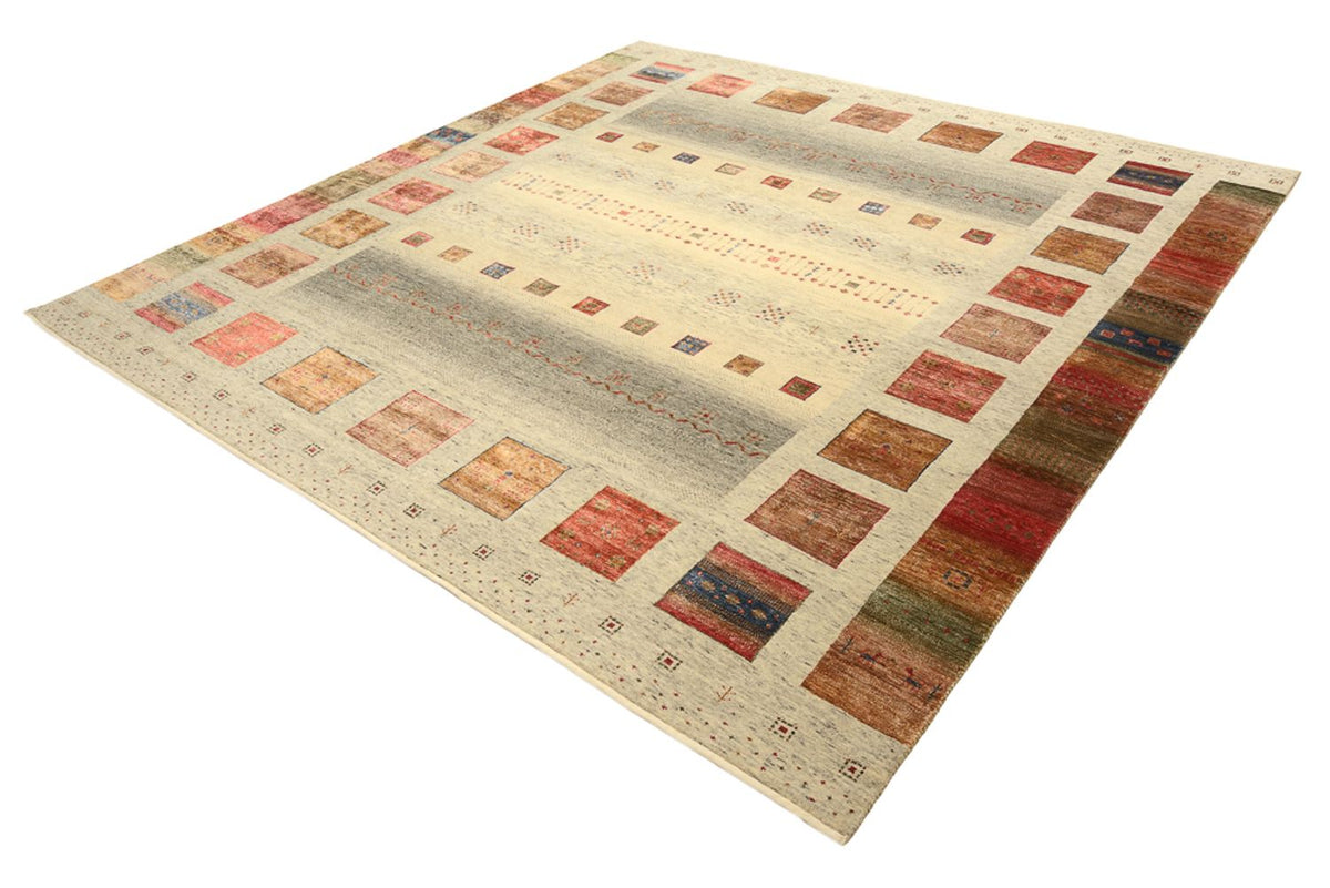 Gabbeh Teppich - Loribaft Indus quadratisch  - 254 x 251 cm - hellbeige
