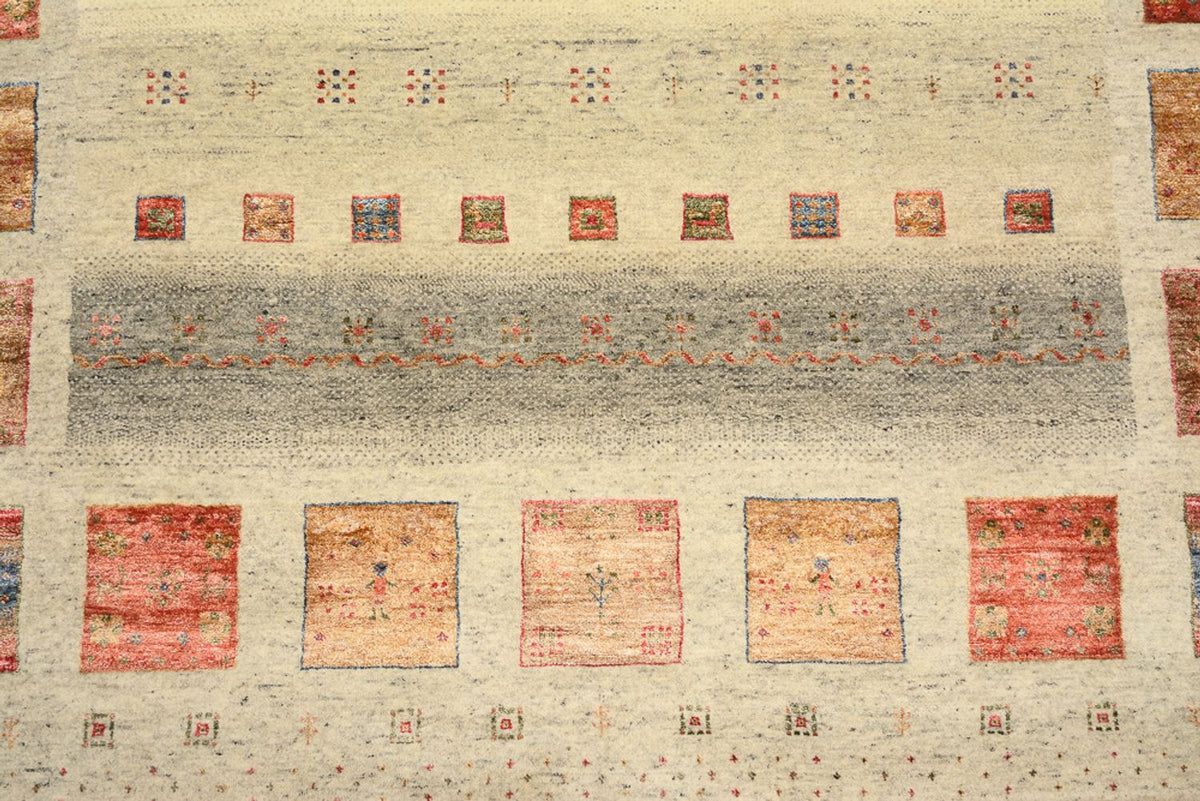 Gabbeh Teppich - Loribaft Indus quadratisch  - 202 x 199 cm - hellbeige