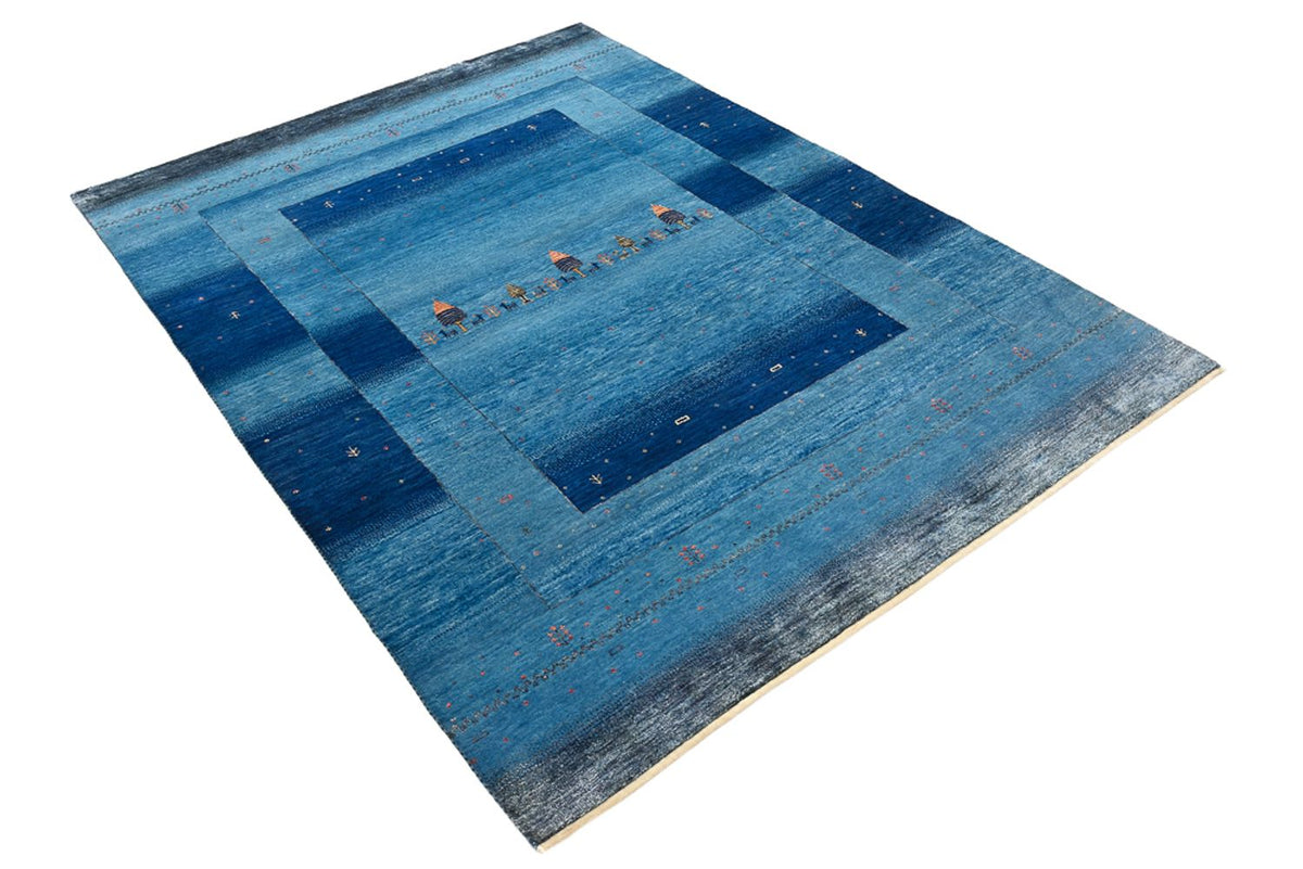 Gabbeh Teppich - Loribaft Indus - 201 x 152 cm - seeblau