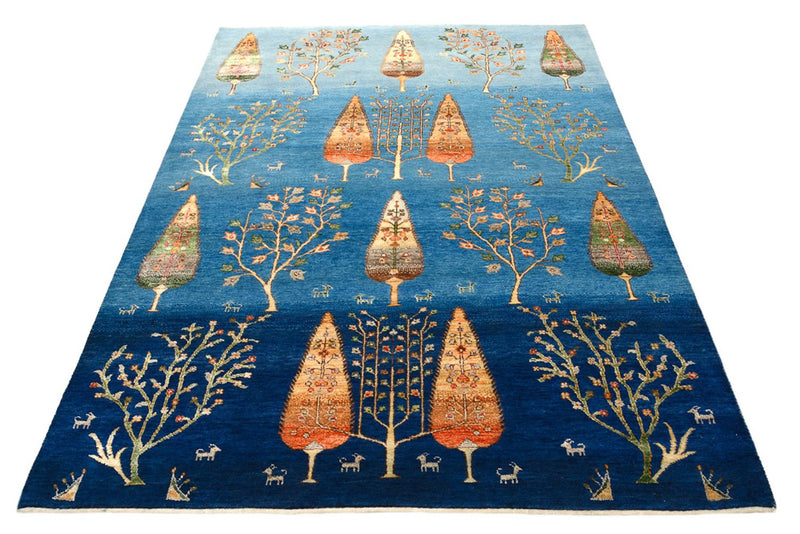 Gabbeh Teppich - Loribaft Indus - 203 x 155 cm - seeblau