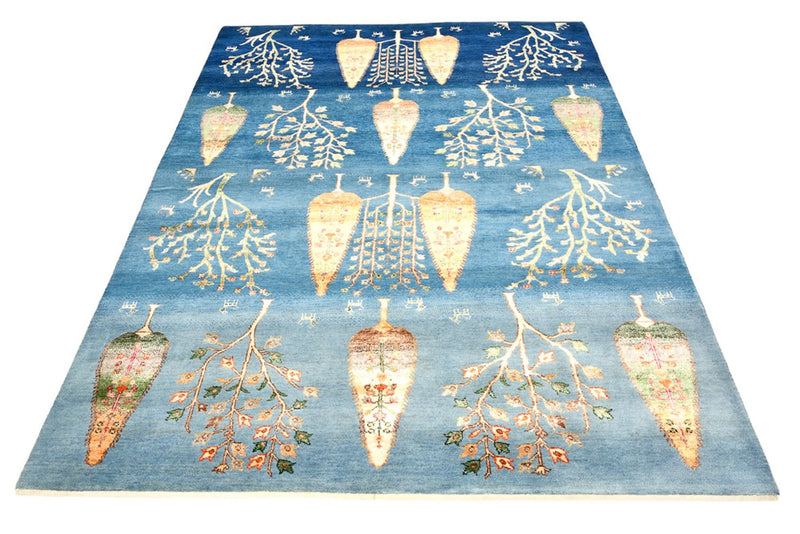 Gabbeh Teppich - Loribaft Indus - 203 x 155 cm - seeblau
