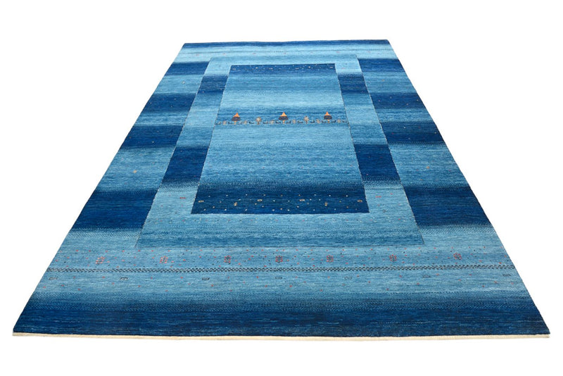 Gabbeh Teppich - Loribaft Indus - 294 x 205 cm - seeblau