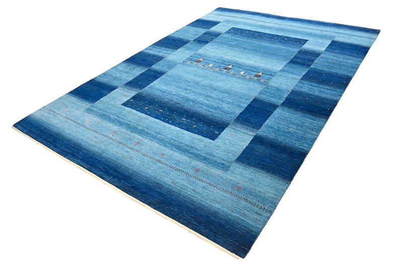 Gabbeh Teppich - Loribaft Indus - 294 x 205 cm - seeblau