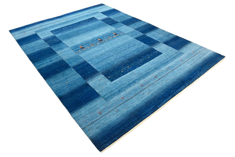 Gabbeh Teppich - Loribaft Indus - 294 x 205 cm - seeblau