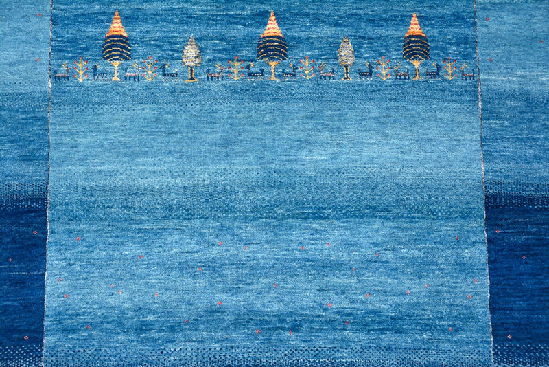 Gabbeh Teppich - Loribaft Indus - 294 x 205 cm - seeblau