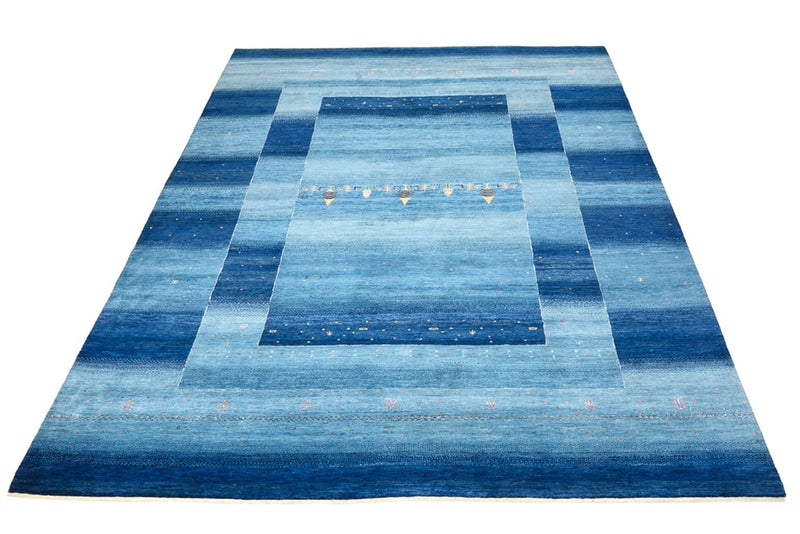 Gabbeh Teppich - Loribaft Indus - 294 x 205 cm - seeblau