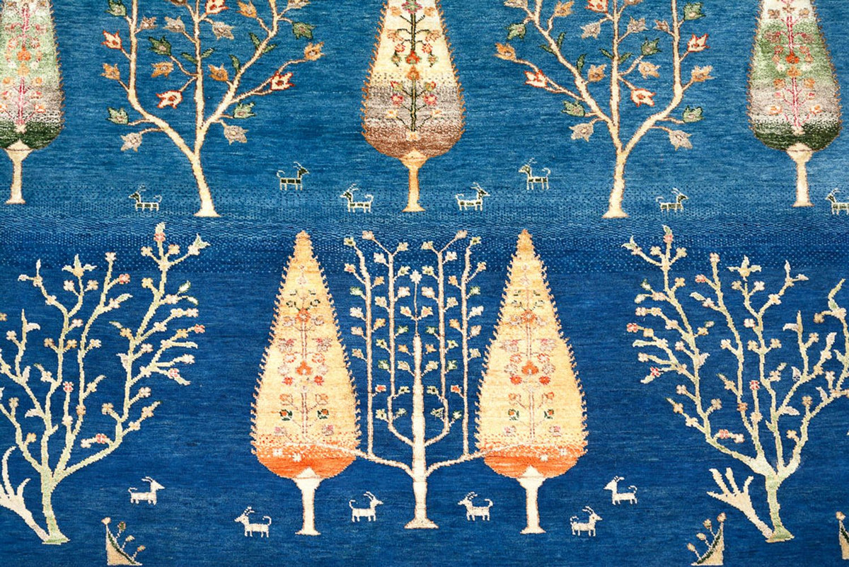 Gabbeh Teppich - Loribaft Indus - 247 x 173 cm - seeblau