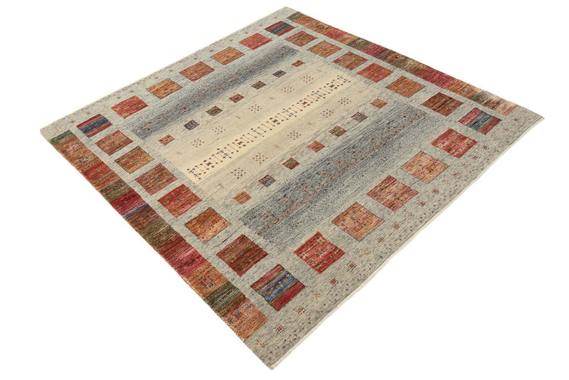 Gabbeh Teppich - Loribaft Indus quadratisch  - 156 x 152 cm - dunkelbeige