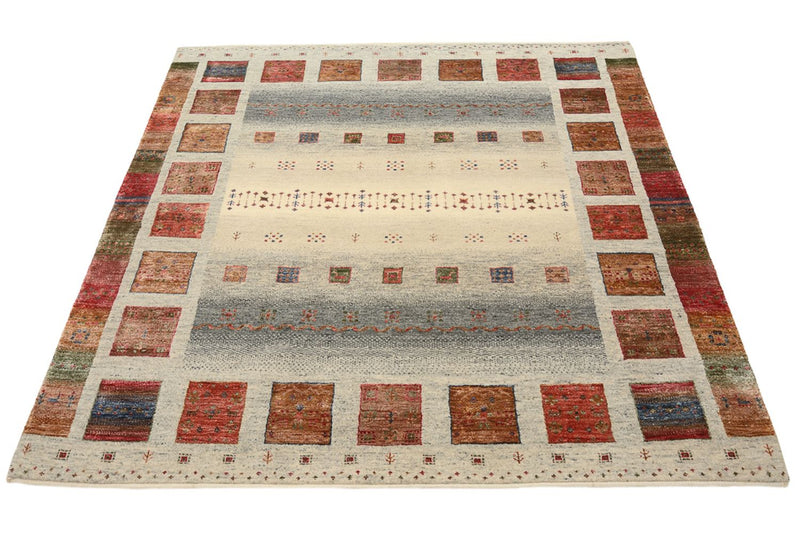 Gabbeh Teppich - Loribaft Indus quadratisch  - 156 x 156 cm - dunkelbeige