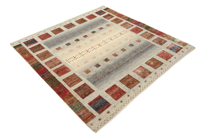 Gabbeh Teppich - Loribaft Indus quadratisch  - 156 x 156 cm - dunkelbeige