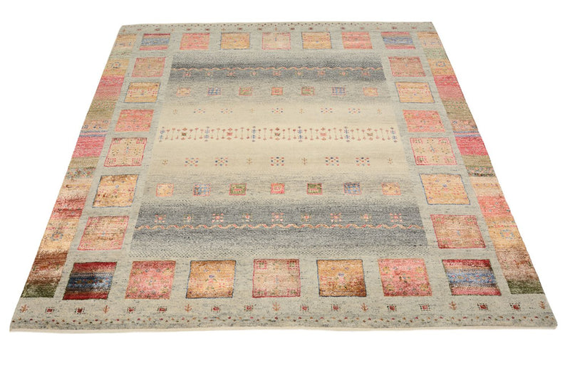 Gabbeh Teppich - Loribaft Indus quadratisch  - 156 x 156 cm - dunkelbeige
