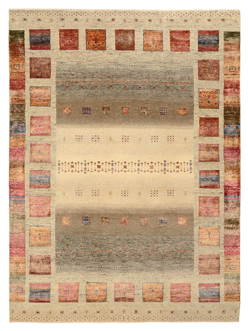 Gabbeh Teppich - Loribaft Indus - 205 x 157 cm - dunkelbeige