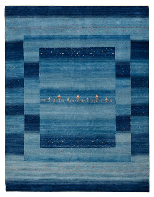 Gabbeh Teppich - Loribaft Indus - 329 x 253 cm - seeblau