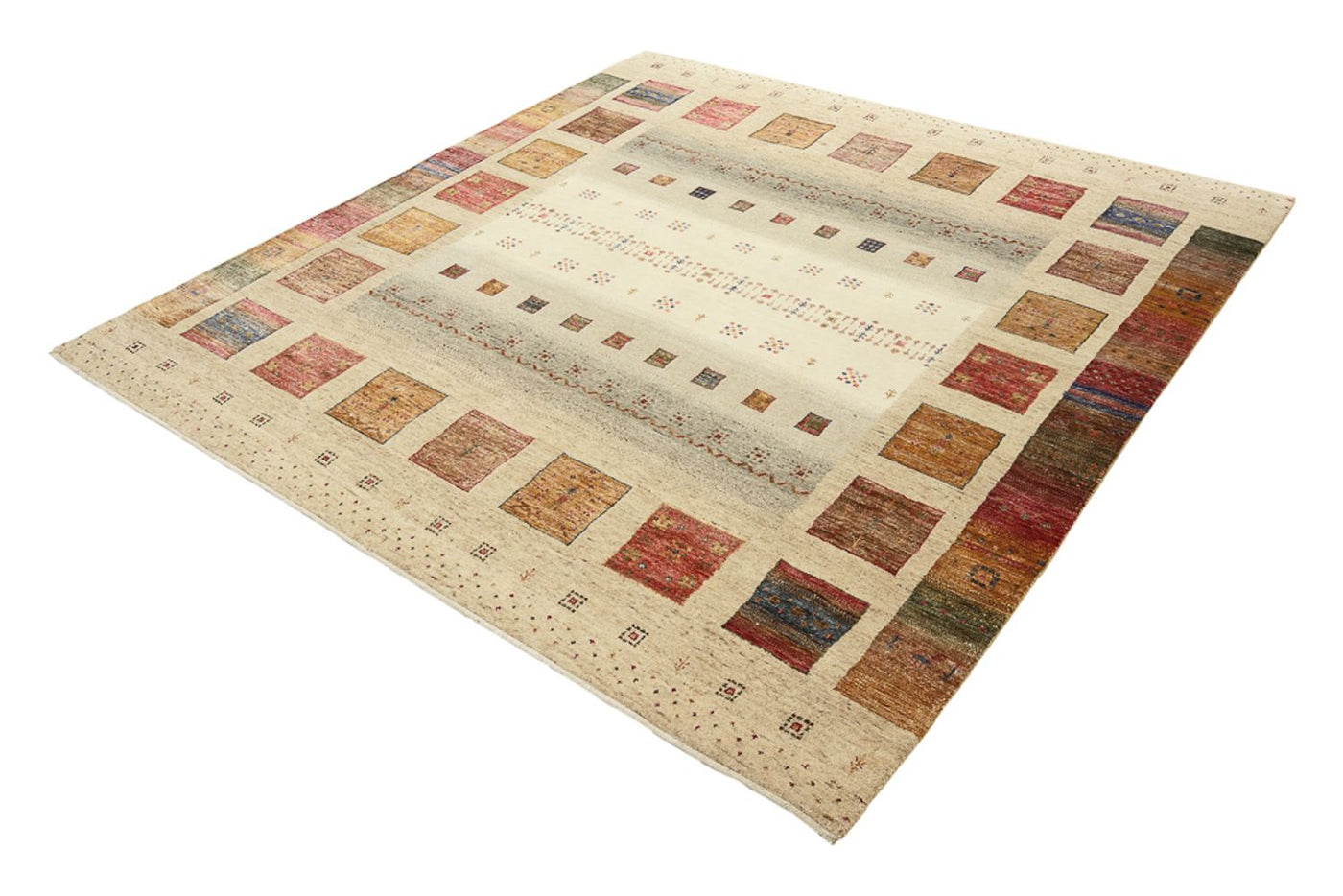 Gabbeh Teppich - Loribaft Indus quadratisch  - 205 x 203 cm - mehrfarbig