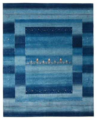 Gabbeh Teppich - Loribaft Indus - 303 x 241 cm - seeblau