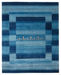 Tapis Gabbeh - Loribaft Indus - 303 x 241 cm - bleu de mer