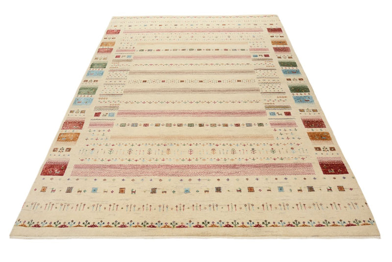 Gabbeh Teppich - Loribaft Indus - 246 x 174 cm - hellbeige