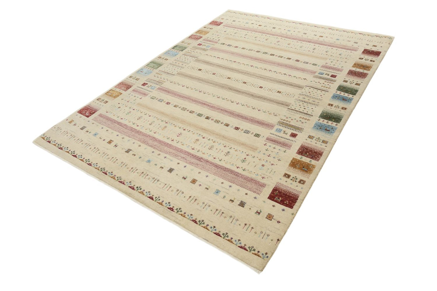 Gabbeh Teppich - Loribaft Indus - 246 x 174 cm - hellbeige
