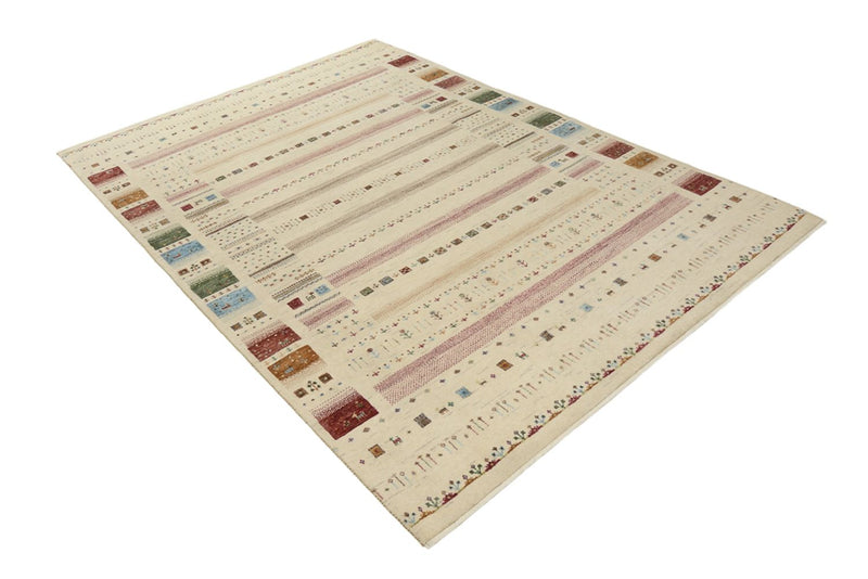 Gabbeh Teppich - Loribaft Indus - 246 x 174 cm - hellbeige