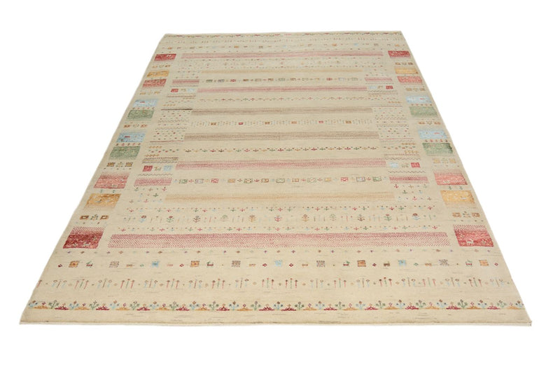 Gabbeh Teppich - Loribaft Indus - 246 x 174 cm - hellbeige