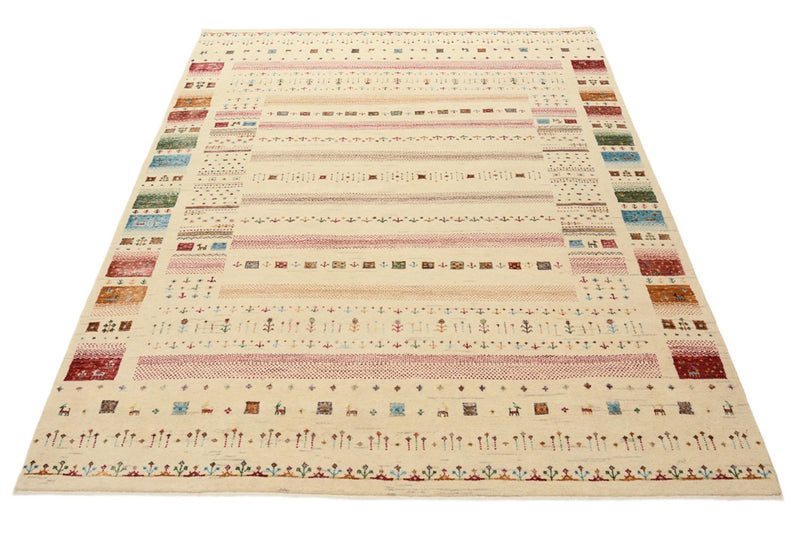 Gabbeh Teppich - Loribaft Indus - 201 x 155 cm - hellbeige