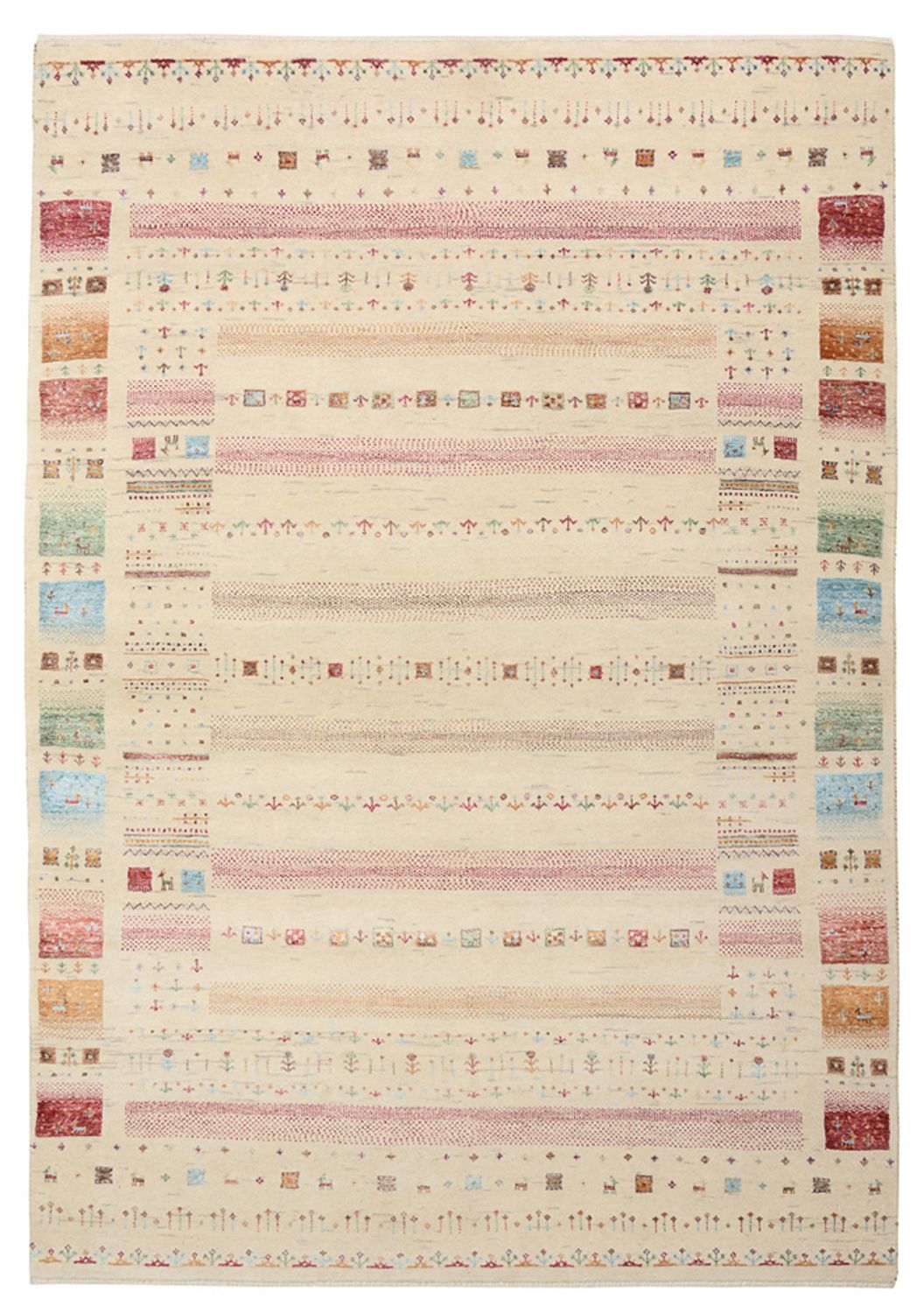 Gabbeh Teppich - Loribaft Indus - 206 x 149 cm - hellbeige