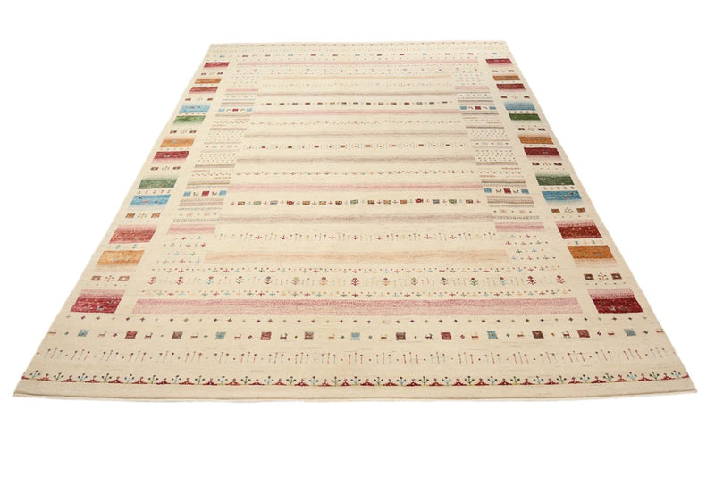 Gabbeh Teppich - Loribaft Indus - 356 x 251 cm - hellbeige