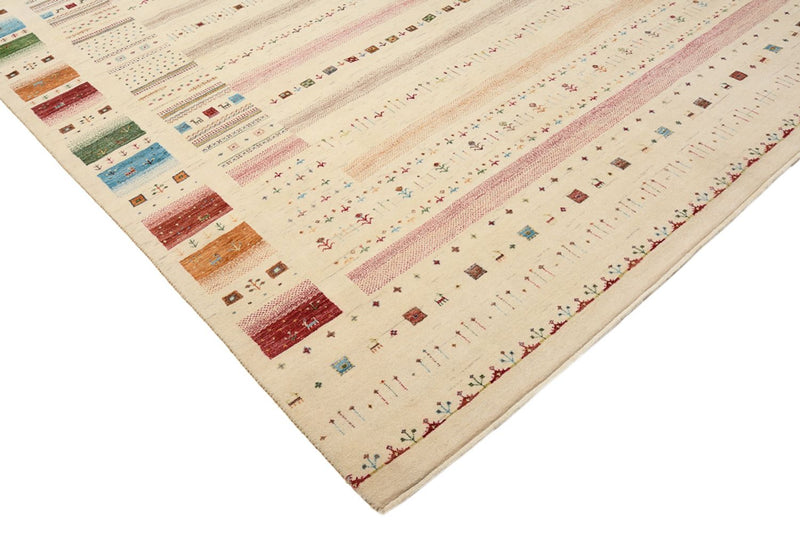 Gabbeh Teppich - Loribaft Indus - 356 x 251 cm - hellbeige