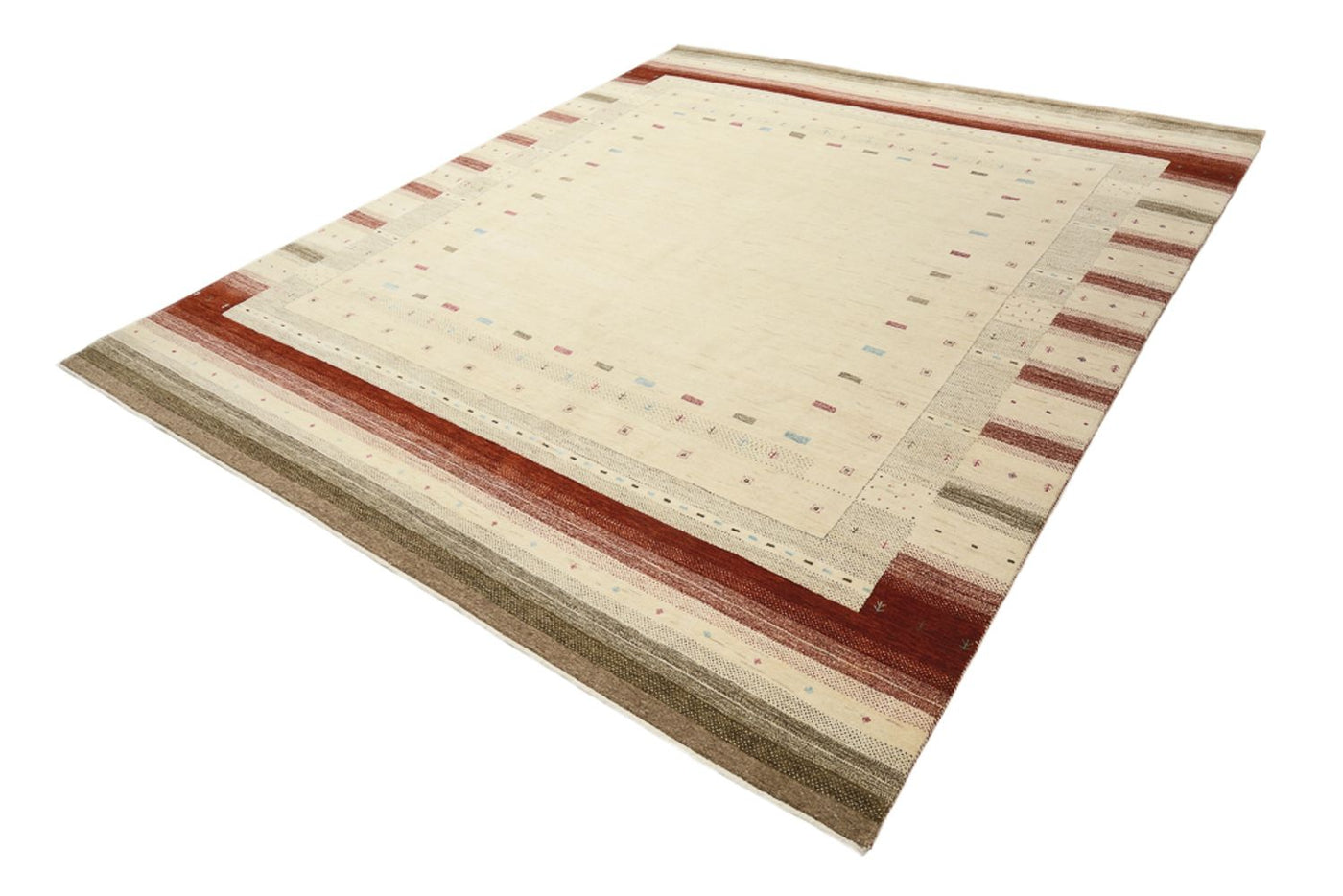 Gabbeh Teppich - Loribaft Indus - 300 x 254 cm - hellbeige