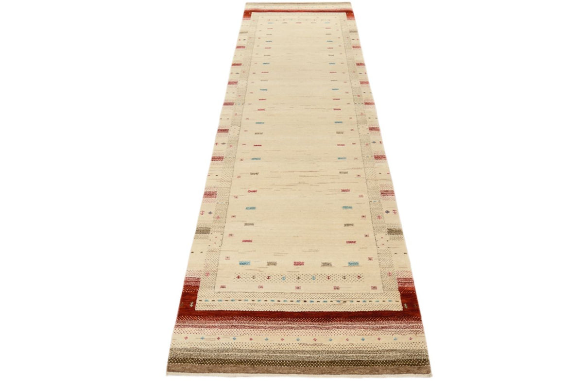 Läufer Gabbeh - Loribaft Indus - 298 x 83 cm - hellbeige
