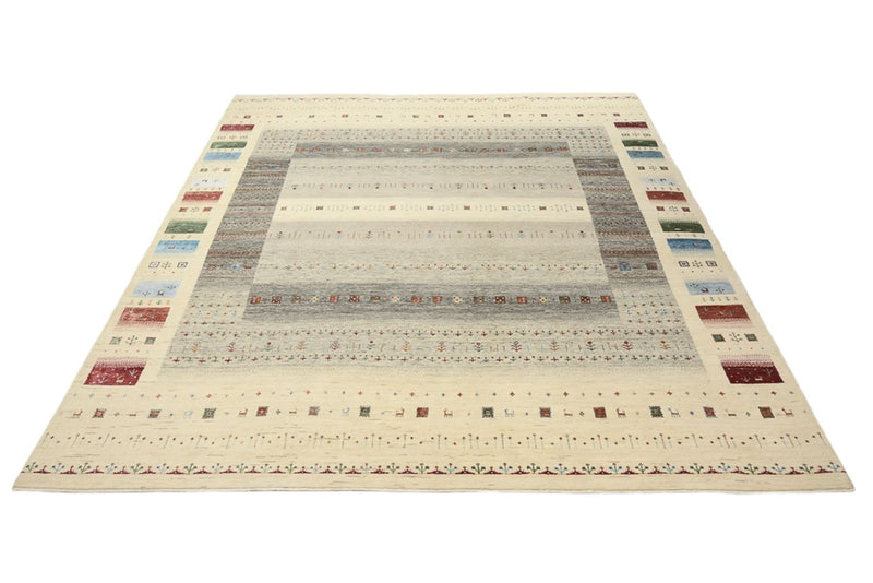 Gabbeh Teppich - Loribaft Indus - 304 x 251 cm - hellbeige