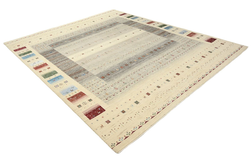 Gabbeh Teppich - Loribaft Indus - 304 x 251 cm - hellbeige