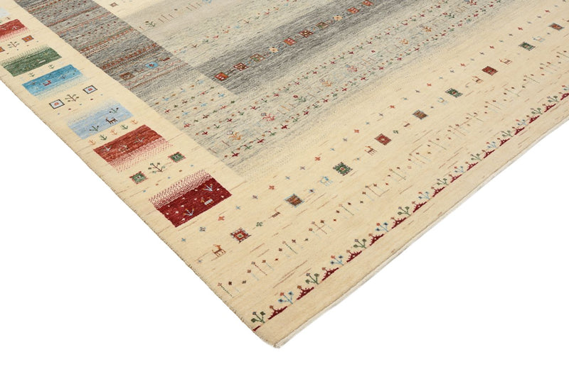 Gabbeh Teppich - Loribaft Indus - 304 x 251 cm - hellbeige