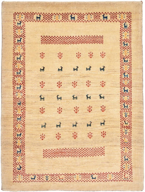Gabbeh Teppich - Loribaft Perser 113 x 84 cm - beige